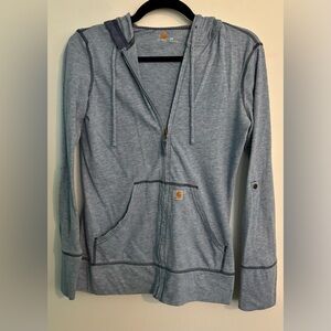 Carhartt Womens Lightweight Heathered Blue 2 Pocket Full Zip Hoodie Sz XS (0/2)